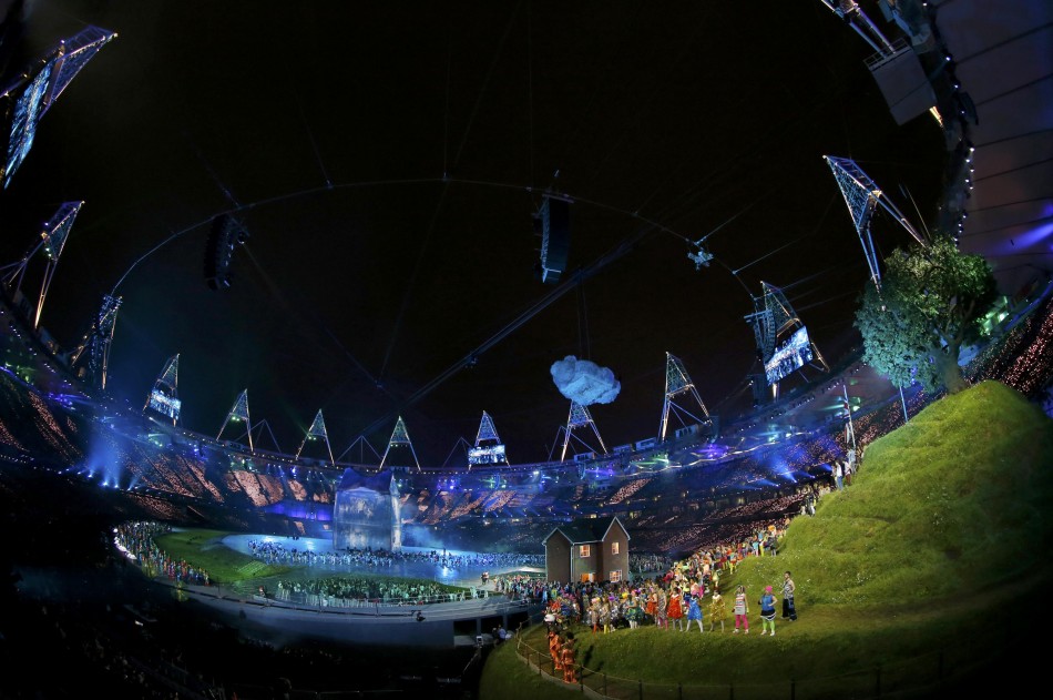 Performers take part in the opening ceremony of the London 2012 Olympic Games. London 2012 Olympic