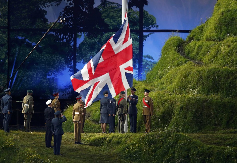 Performers take part in the opening ceremony of the London 2012 Olympic Games. London 2012 Olympic