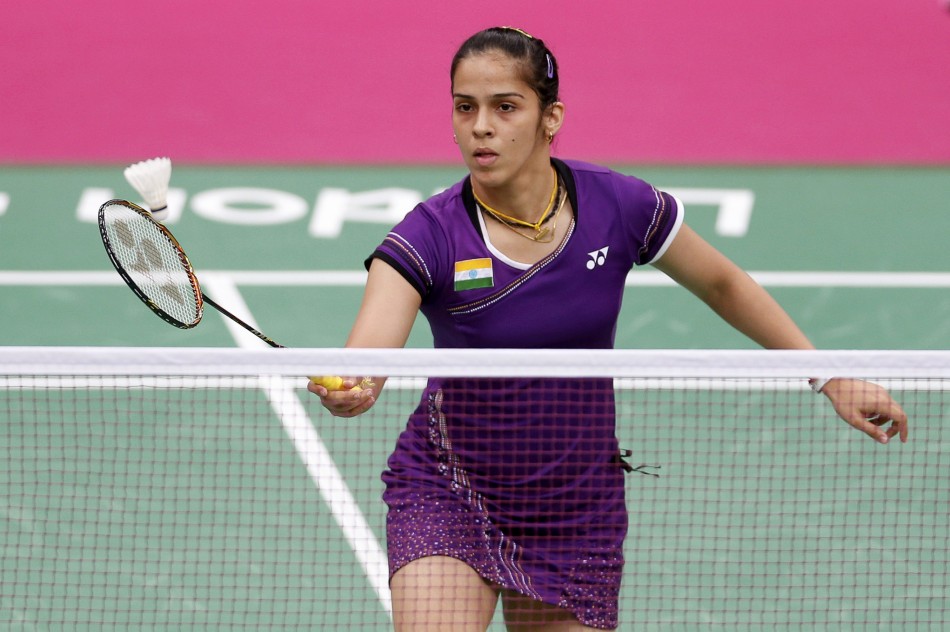 India's Saina Nehwal plays against Netherlands' Yao Jie during their women's singles round of 16 badminton match during the London 2012 Olympic Games at the Wembley Arena. Saina Nehwal