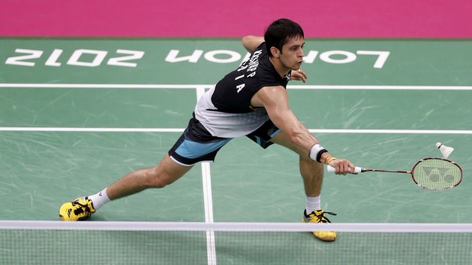 India's Kashyap Parupalli plays against Sri Lanka's Niluka Karunaratne during their men's singles round of 16 badminton match during the London 2012 Olympic Games at the Wembley Arena. Kashyap Parupalli