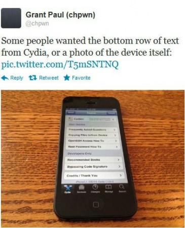 Screen shot of Grant Paul's tweets on iPhone 5 jailbreaks Screen shot of Grant Paul's tweets on iPhone 5 jailbreaks