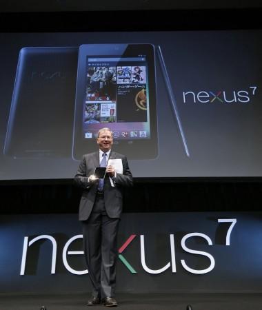 Google Executive Chairman Eric Schmidt poses with the Nexus 7 tablet at its promotional event in Tokyo Google Executive Chairman Eric Schmidt poses with the Nexus 7 tablet at its promotional event in Tokyo