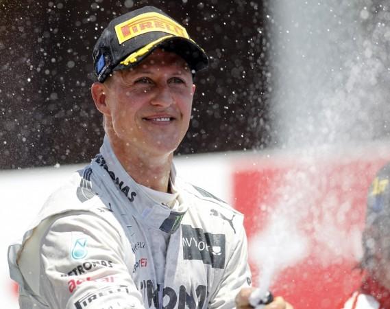 File photo of Mercedes Formula One driver Schumacher during the podium ceremony after the European F1 Grand Prix at the Valencia street circuit. Michael Schumacher
