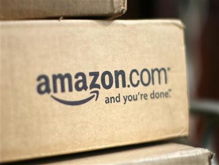 A box from Amazon.com is pictured on the porch of a house in Golden, Colorado.