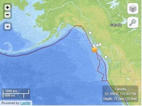6.7 magnitude earthquake struck off Canada (USGS) Canada earthquake