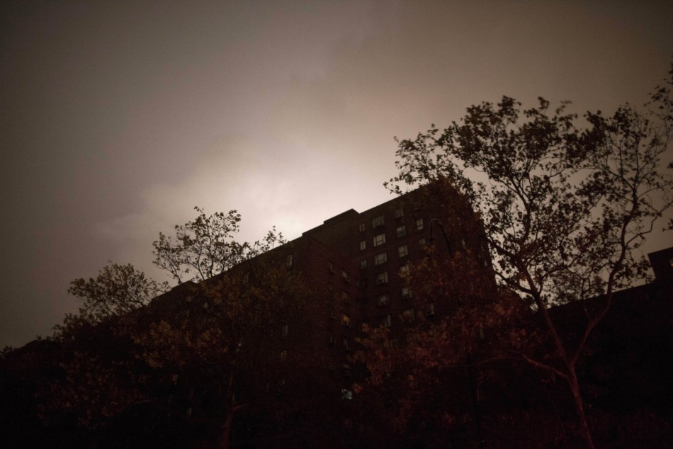 A view of a housing building in Manhattan's East Village hit by blackouts due to a power outage from rising waters as Hurricane Sandy makes its approach in New York Hurricane Sandy
