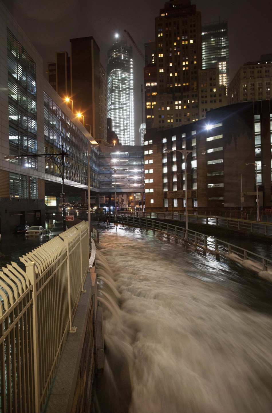 A deluge of water floods the Battery Tunnel in Manhattan as Hurricane Sandy made its approach in New York Hurricane Sandy