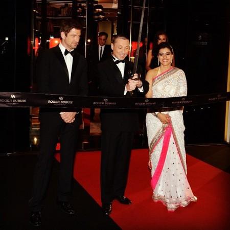 Kajol and Gerard Butler at an event in Dubai (Facebook/Roger Dubuis) Kajol and Gerard Butler