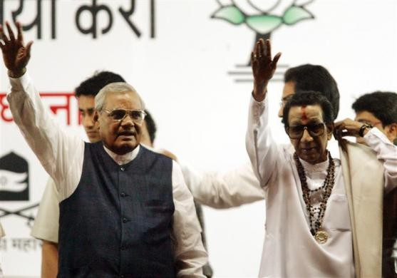 Atal Bihari Vajpayee and the late Bal Thackeray (Reuters file photo)