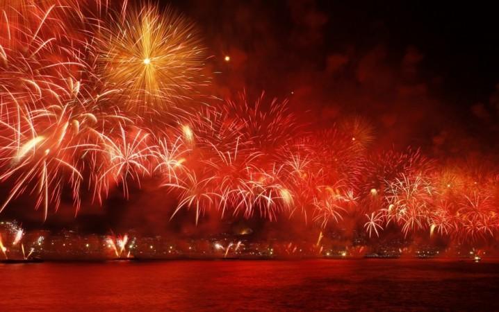 Fireworks explode above Copacabana beach in Rio de Janeiro Fireworks explode above Copacabana beach in Rio de Janeiro