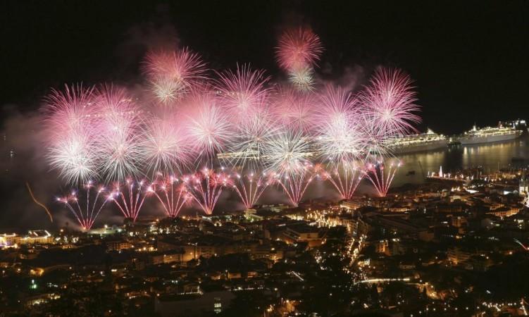 Fireworks explode over the Funchal city bay during year end celebrations in Madeira Island Fireworks explode over the Funchal city bay during year end celebrations in Madeira Island