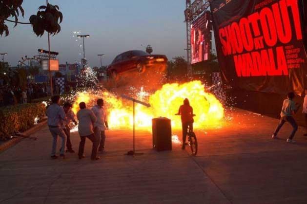 Staged blast during the launch of live trailer of ' Shootout At Wadala' Staged blast during the launch of live trailer of ' Shootout At Wadala'