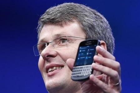 Research in Motion (RIM) President and Chief Executive Officer Thorsten Heins introduces a new RIM Blackberry 10 device during their launch in New York January 30, 2013 Research in Motion (RIM) President and Chief Executive Officer Thorsten Heins introduces a new RIM Blackberry 10 device during their launch in New York January 30, 2013