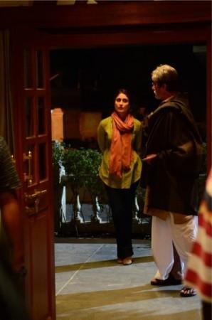 Amitabh Bachchan and Kareena Kapoor during the shooting of upcoming film “Satyagrah”