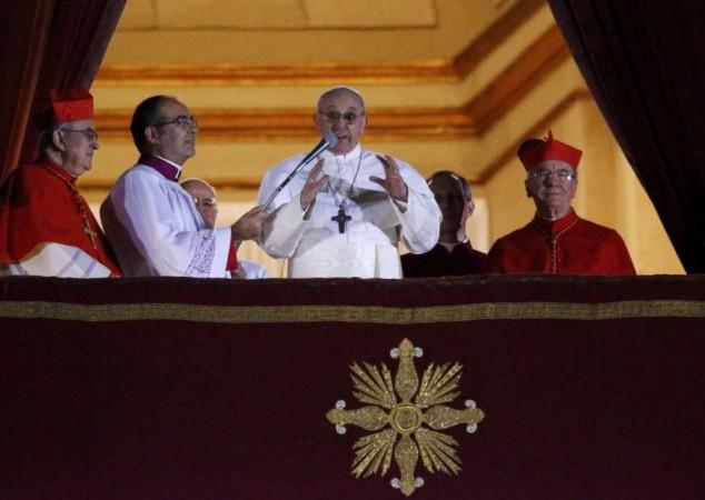 Newly elected Pope Francis, Cardinal Jorge Mario Bergoglio of Argentina appears on the balcony of St. Peter's Basilica at the Vatican Pope Francis I