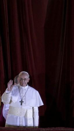 Newly elected Pope Francis, Cardinal Jorge Mario Bergoglio of Argentina appears on the balcony of St. Peter's Basilica at the Vatican Pope Francis I