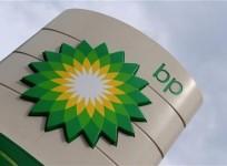 A British Petroleum logo is seen at a petrol station in south London