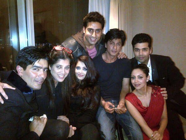 Shah Rukh Khan seen with Karan Johar and others post TOIFA Awards