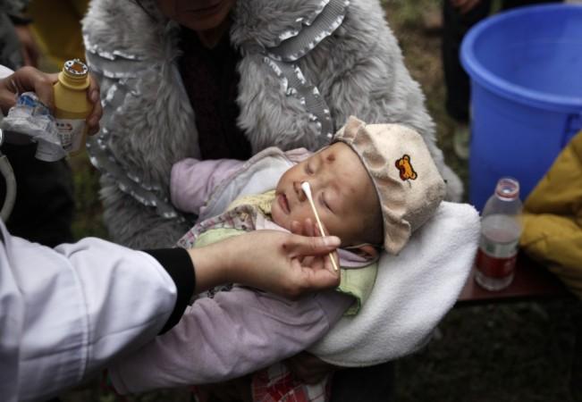 A three-month-old baby, whose mother was killed in a strong 6.6 magnitude earthquake, receives treatment at a medical point in Lushan county of Ya'an, Sichuan province April 21, 2013. (Reuters) A three-month-old baby, whose mother was killed in a strong 6.6 magnitude earthquake, receives treatment at a medical point in Lushan county of Ya'an, Sichuan province April 21, 2013. (Reuters)