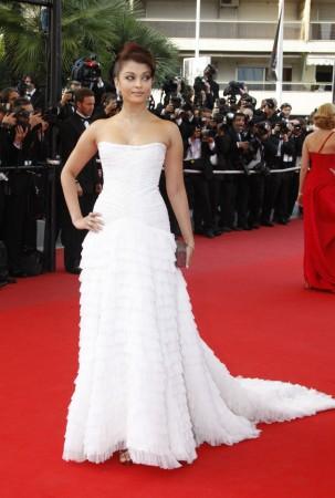 Aishwarya Rai poses on the red carpet as she arrives for the screening of the animated film 