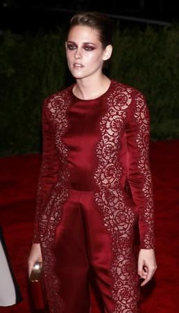 Actress Kristen Stewart arrives at the Metropolitan Museum of Art Costume Institute Benefit celebrating the opening of Kristen Stewart