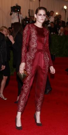 Actress Kristen Stewart arrives at the Metropolitan Museum of Art Costume Institute Benefit celebrating the opening of Kristen Stewart