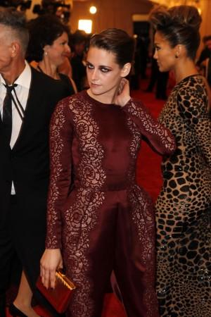 Actress Kristen Stewart arrives at the Metropolitan Museum of Art Costume Institute Benefit celebrating the opening of Kristen Stewart