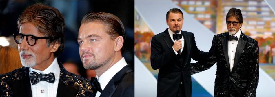 Actors Leonardo DiCaprio (L) and Amitabh Bachchan, cast members of the film 'The Great Gatsby' (Reuters) Amitabh Bachchan