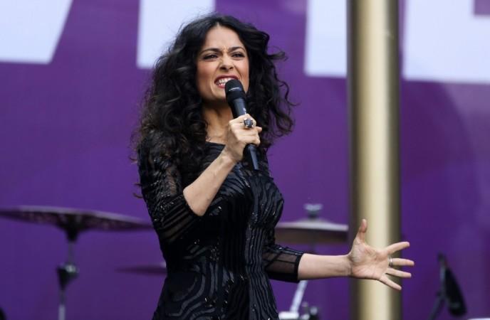 Actress Salma Hayek-Pinault speaks at Salma Hayek-Pinault