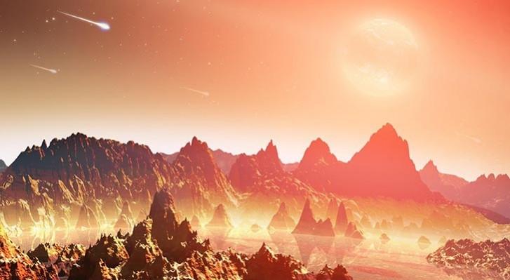 This artist’s conception shows a young, hypothetical planet around a cool star. A soupy mix of potentially life-forming chemicals can be seen pooling around the base of the jagged rocks.(NASA) This artist’s conception shows a young, hypothetical planet around a cool star. A soupy mix of potentially life-forming chemicals can be seen pooling around the base of the jagged rocks.(NASA)
