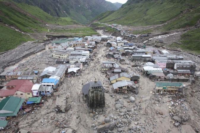 The Kedarnath Temple is pictured amid the damaged surroundings by flood waters at Rudraprayag in Uttarakhand( Reuters)