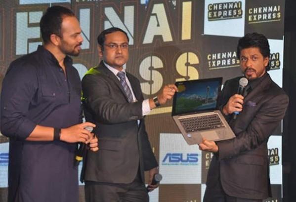 Asus Mumbai Launch Event Attended by (from left) Mr. Rohit Shetty, Mr. Apratim Sharma (ASUS India) and Mr. Shah Rukh Khan Asus Transformer Book TX300CA: World’s Thinnest Windows 8 Tablet Cum Notebook Launched in India for ₹91,999