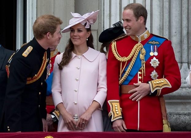 Prince Harry, Prince William and Catherine, Duchess of Cambridge stand on the balcony of Buckingham Palace after the Trooping the Colour ceremony in central London Prince Harry, Prince William, Duchess of Cambridge