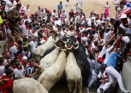 Dozens got stuck in a stampede at Pamplona, Spain during the San Fermin run