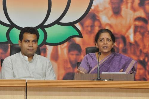 BJP National Spokesperson, Smt. Nirmala Sitharaman addressing a press conference last year