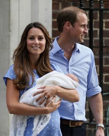 Britain's Prince William and his wife Catherine, Duchess of Cambridge appear with their baby son outside the Lindo Wing of St Mary's Hospital, in central London Royal Baby