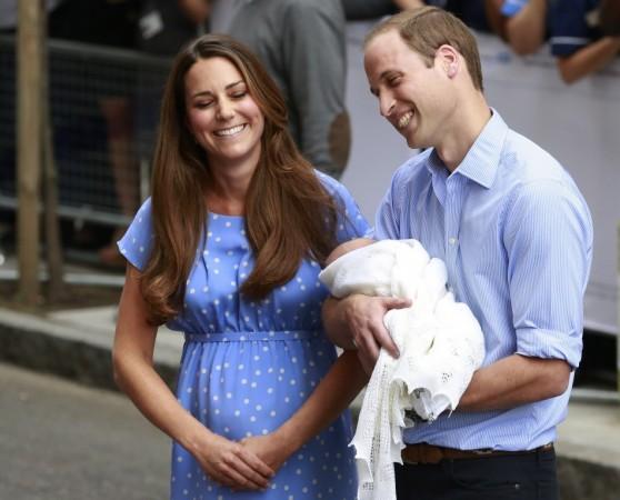 Britain's Prince William and his wife Catherine, Duchess of Cambridge appear with their baby son outside the Lindo Wing of St Mary's Hospital, in central London Royal Baby