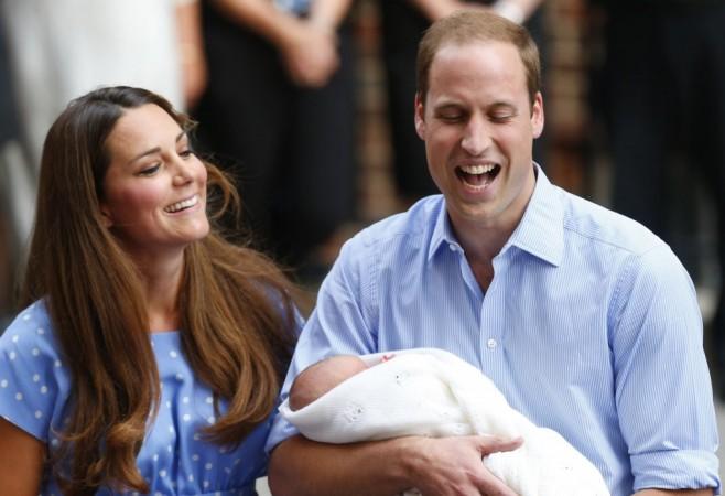 Britain's Prince William and his wife Catherine, Duchess of Cambridge, appear with their baby son outside the Lindo Wing of St Mary's Hospital, in central London The New Royal Family