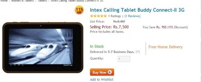 Intex Launches i-Buddy Connect II - 3G Tablet for ₹ 7,500