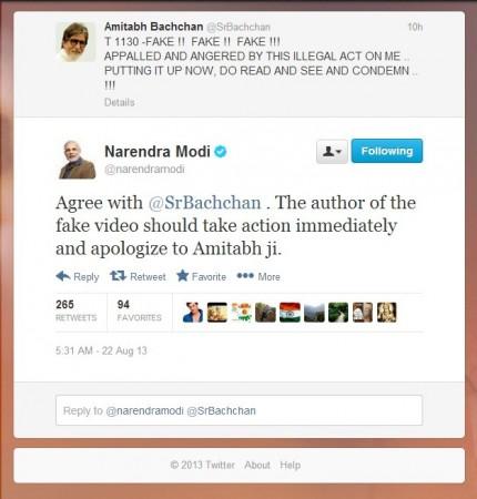 Narendra Modi Reacts to Fake Video of BigB Narendra Modi Reacts to Fake Video of BigB