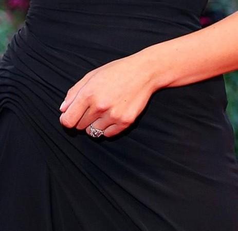Scarlett Johansson's engagement ring from Romain Dauriac that she wore at the Venice Film Festival Scarlett Johansson