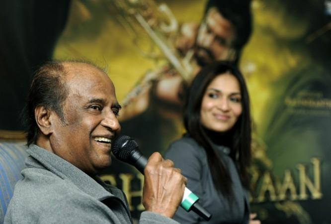 Rajnikanth, daughter Soundarya Rajnikanth (R).
