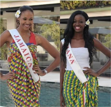 Miss World Jamaica 2013, Gina Hargitay and Miss World Ghana 2013, Naa Okailey Shooter (Photo: Miss World/Facebook) Miss World 2013