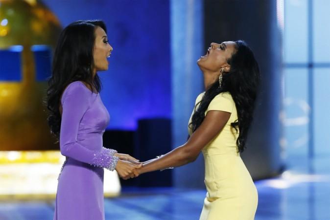 Miss America contestant, Miss New York Nina Davuluri reacts after being chosen winner of the 2014 Miss America Pageant in Atlantic City, New Jersey Nina Davuluri