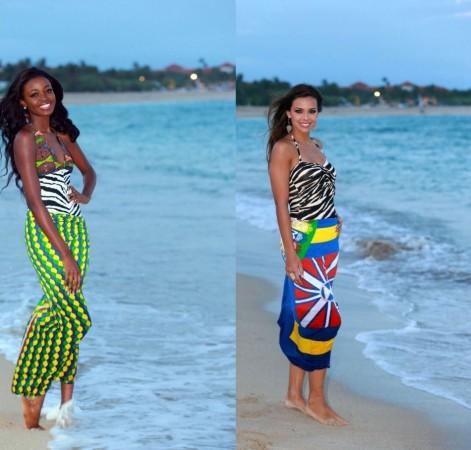 Miss World Ghana 2013, Carranzar Naa Okailey Shooter (L) and Miss World France 2013, Marine Lorphelin (Photo: Miss World Organisation) Miss World 2013