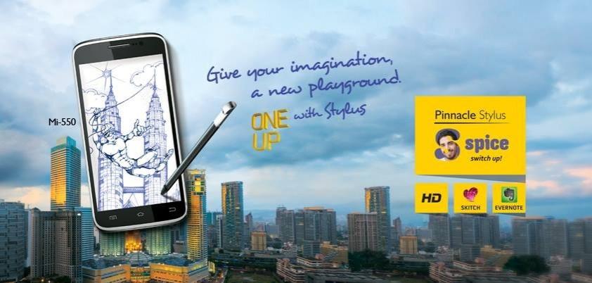Spice Pinnacle Stylus Mi-550 (Credit: Spice Mobiles/Facebook) Spice Pinnacle Stylus Mi-550 (Credit: Spice Mobiles/Facebook)