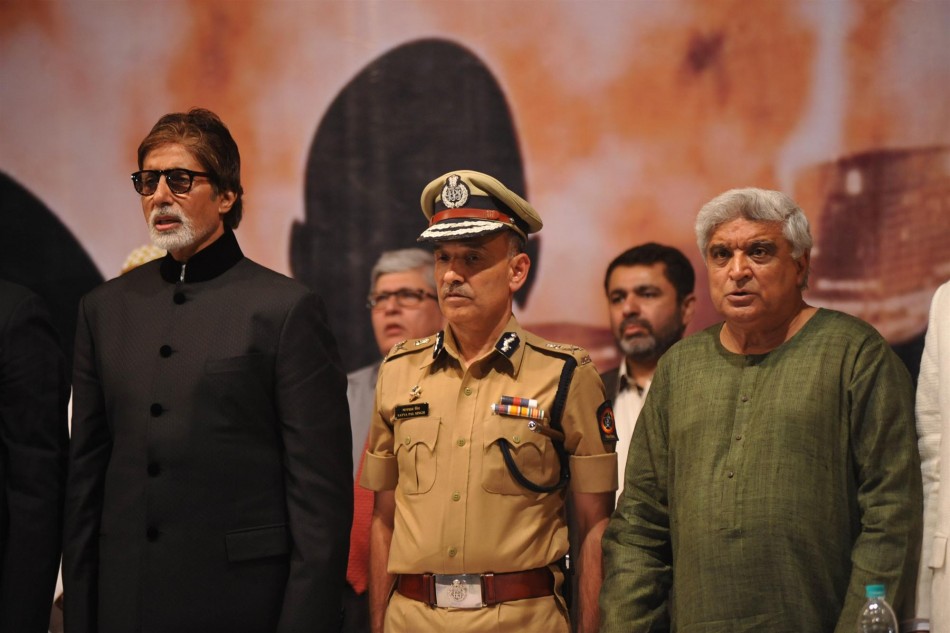 Amitabh Bachchan, Javed Akhtar,Satyapal Singh at book launch of “Talash Inshan Ki”