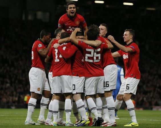 Manchester United players celebrate their goal against Real Sociedad, October 23. Reuters Manchester United