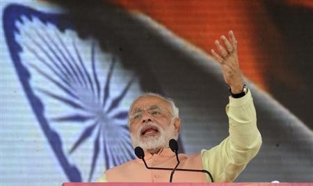 Gujarat's chief minister and Hindu nationalist Narendra Modi, the prime ministerial candidate for the Bharatiya Janata Party (BJP) addresses a rally in Patna October 27, 2013.