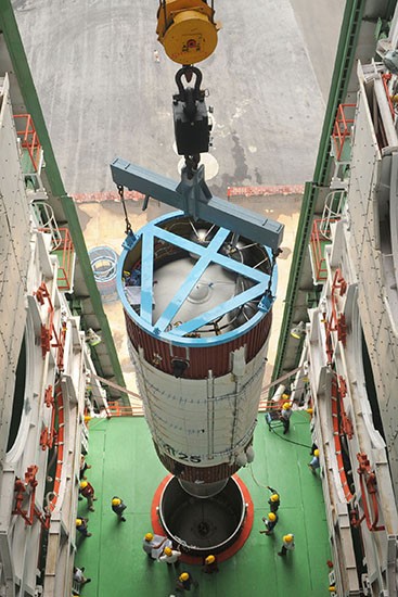 2 Two segments of PSLV-C25 First Stage being joined 2 Two segments of PSLV-C25 First Stage being joined